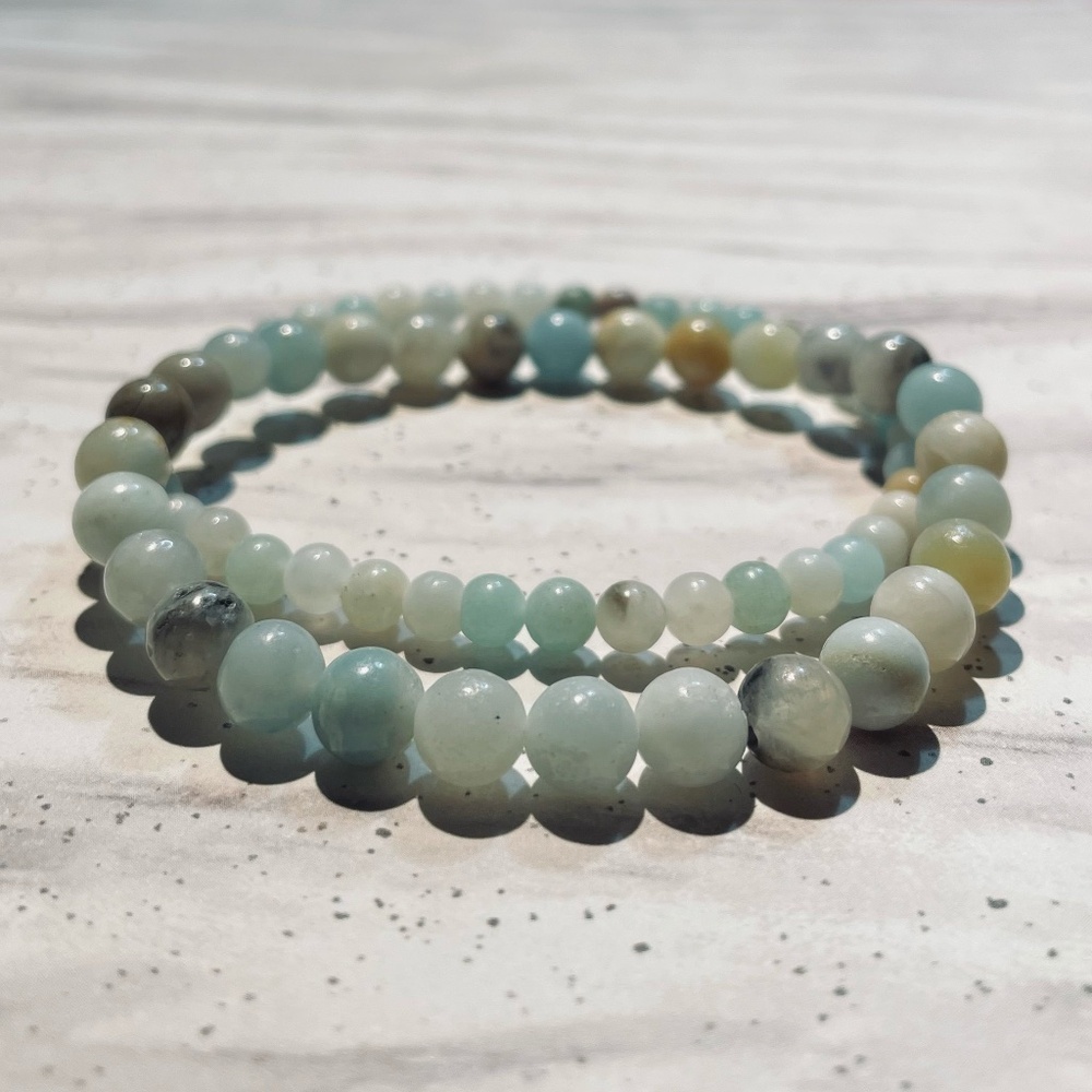 Amazonite Bracelet Set of 2 – Stretch Beaded Stackable Jewelry